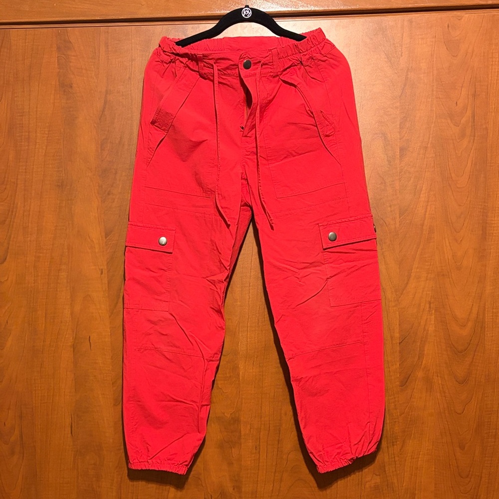 CAbi XS Bright Orange-Red Cargo Joggers